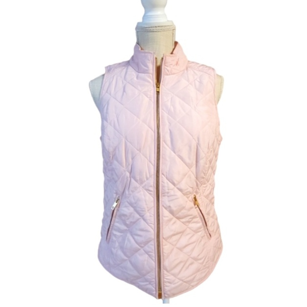 Crown & Ivy Pale Pink Quilted Puffer Size Med Vest 2 front Pockets EUC!